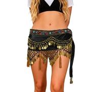 Générique Jupe Évasée à Franges Orientales pour Danse Design & Paillettes Party (Black, One Size)