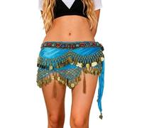 Générique Jupe Évasée à Franges Orientales pour Danse Design & Paillettes Party (Sky Blue, One Size)