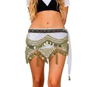 Générique Jupe Évasée à Franges Orientales pour Danse Design & Paillettes Party (White, One Size)