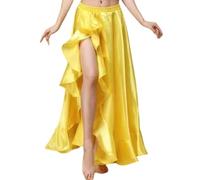 Générique Jupe Fluide pour Danse Orientale légère Spectacle Pratique chorégraphies Parfaite entraînement Tenue Quotidienne Bureau Vacances (Yellow, L)