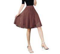 Générique Jupe Haute Genou Plissée Longueur Jupe Dansante Femme Adulte Mi Longue Douce Et Fluide Danse en Tulle Cinq Cent Quarante Degrés Deux Couches Cinquante Deniers Maille Une Couche Doublure