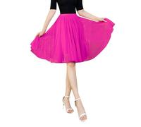 Générique Jupe Haute Genou Plissée Longueur Jupe Dansante Femme Adulte Mi Longue Douce Et Fluide Danse en Tulle Cinq Cent Quarante Degrés Deux Couches Cinquante Deniers Maille Une Couche Doublure