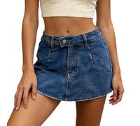 Générique Jupe Jean Mini Femme Fermeture Éclair Bouton Y2K Décontractée Taille Basse Stretch Bodycon Micro Cargo avec Poches