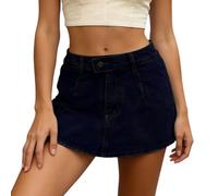 Générique Jupe Jean Mini Femme Fermeture Éclair Bouton Y2K Décontractée Taille Basse Stretch Bodycon Micro Cargo avec Poches