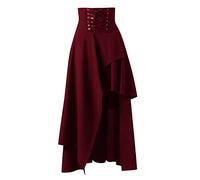 Générique Jupe Longue Femme Victorienne Steampunk Réglable, Costume de Vampire Médiévale Renaissance, Jupe Rétro Taille Haute Casual, Deguisement Cosplay Halloween Carnaval Mascarade, Tenue de Pirate