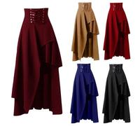 Générique Jupe Longue Femme Victorienne Steampunk Réglable, Costume de Vampire Médiévale Renaissance Deguisement Cosplay Halloween, Tenue de Pirate pour Mariage, Bal, Halloween, Fête Costumée
