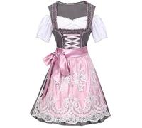 Générique Jupe Longue Octoberfest - robe Dirndl pour femmes, Costume traditionnel du Festival de la bière allemande Robe Sans Manches (Pink, M)