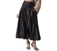 Générique Jupe Longue trapèze en Cuir Tendance pour Femme Fermeture éclair sur Le Devant froncée élégante Ample et Fluide