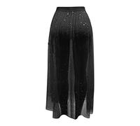 Générique Jupe Maxi 2 en 1 en Maille Transparente Taille Haute à imprimé Galaxie pour Femme Black XL