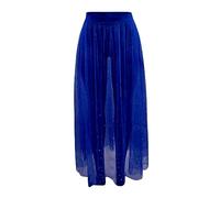 Générique Jupe Maxi 2 en 1 en Maille Transparente Taille Haute à imprimé Galaxie pour Femme Blue M