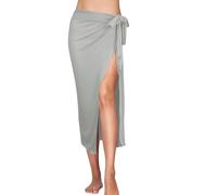 Générique Jupe Mi Longue Femme Ete Fluide, Jupe Femme Longue Fendue, Jupes De Plage Décontracté Large Jupon Outdoor Protection Solaire Dress A Nouer Jupes Couleur Unie Jupon Taille Elastique Dress