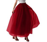Générique Jupe Mi-Longue Tutu Adulte Femme en Tulle Transparente Taille Haute Élastiquée, Coupe Fluide Volumineuse pour Soirée Bal Fête Carnaval Halloween Déguisement