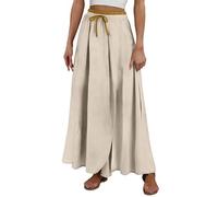 Générique Jupe midi Ample à Haute pour Femme Confortable et élégante pour Un Usage Quotidien Facile à Assortir avec Vos Chaussures décontractées (Beige1, M)