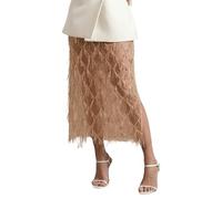 Générique Jupe midi Scintillante à Sequins avec Fente latérale et empiècement délicat pour Une élégante et raffinée (Rose Gold, S)