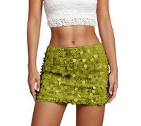 Générique Jupe Paillette Femme a Paillettes Sequin Argenté Vetement À Ensemble Strass Vintage Vogue Argentées Tenues De Rave Dance Robe Grande Taille Samba Carnaval Sequins Disco Costume Noire