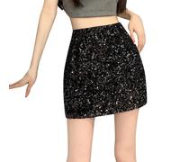 Générique Jupe Paillette Femme À Paillettes Strass Haut Sequins Short a Sequin Doré Samba Élastique Taille Belly Dance Costume Latine Rumba Moulante Festival Bling pour Jupes Ensemble Vintage Vogue