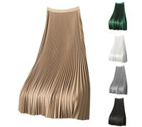 Générique Jupe plissée à Taille Haute élastique mi-Longue pour Femme Jupe Plissée Femme Longue Taille élastique Jupe Mi-Longue pour Femme plissé Longue Jupe Vintage Une Ligne Satin Jupes Femmes