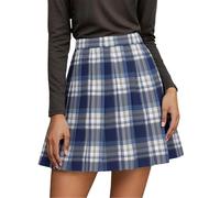 Générique Jupe plissée décontractée pour Femme avec Motif à Blocs de Couleurs idéale Quotidien Travail études fêtes Danse trapèze Polyvalente Saison Printemps été Automne (Blue, XXXL)