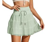 Générique Jupe Plissée Femme Taile Haute- Mini Jupe Volants Décontracté Coupe Slim Fluide Courte à Lacets Skirts Chic Et Élégants Couleur Unie Polyvalent Y2K Streetwear