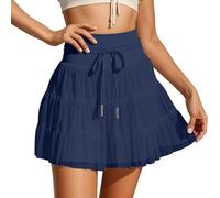 Générique Jupe Plissée Femme Taile Haute- Mini Jupe Volants Décontracté Coupe Slim Fluide Courte à Lacets Skirts Chic Et Élégants Couleur Unie Polyvalent Y2K Streetwear