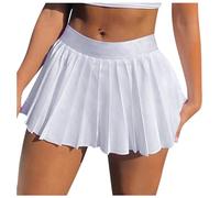 Générique Jupe Plissée Femme Taille Haute Modèle Sportif Mini Patineuse Noire Design Imprimé Confection Élégante et Confortable pour Tenue Quotidienne (White, XXXL)