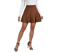 Générique Jupe Plissée pour Femme, Fermeture Éclair sur Le Côté, Mini-Jupe Chaude en Velours Côtelé, Décontractée, Chic, Taille Haute, Jupe Évasée Trapèze, Vintage, Couleur Unie, Robe Patineuse Hla