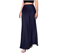 Générique Jupe Satin Femme Long en Satin Maxi Taille Elastique à Taille Haute Midi avec Fermeture éclair Élégante Casual