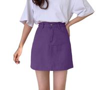 Générique Jupe Sexy Femme- Jupe Courte Charme Midi Ligne A Unie Et Décontracté pour Taille Haute Idéale Au Quotidien Printemps été Automne Confortable Extensible Et Fluide