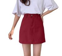 Générique Jupe Sexy Femme- Jupe Courte Charme Midi Ligne A Unie Et Décontracté pour Taille Haute Idéale Au Quotidien Printemps été Automne Confortable Extensible Et Fluide