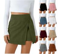 Générique Jupe Short Femme Taille Haute Mini Portefeuille Design Croisé Élégant Bas Chic Décontracté Look Moderne avec Fermeture Éclair Invisible Vêtement Polyvalent pour Sorties Quotidiennes Travail