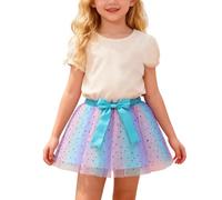 Générique Jupe Short Fille Chic Étoile Jupe Tutu avec Arc-en-Ciel Paillette Trim Et Tulle Couche pour Danse Spectacle Fête Costume Jeu S'habiller Bon pour Show de Danse, Spectacle et Pratique