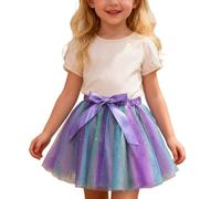 Générique Jupe Short Fille Chic Étoile Jupe Tutu avec Arc-en-Ciel Paillette Trim Et Tulle Couche pour Danse Spectacle Fête Costume Jeu S'habiller Bon pour Show de Danse, Spectacle et Pratique