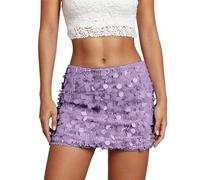 Générique Jupe Short, Jupe Short Paillette Violet Femme, Tutu Mini Sexy Sequins Année 80 Grande Taille Ballerines Skirt Fille Soirée Patineuse Carnaval Fête Violet, M