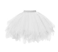 Générique Jupe Tulle Femme - Costume Carnaval ; Tutu Femme, Deguisement Adulte Carnaval Robe Princesse, Steampunk Mode Jupes Glamour Chic - Music Festival Costume Blanc 3XL