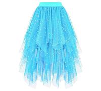 Générique Jupe Tulle Femme Grande Taille,Jupe Midi éLéGante à Volants Et Ourlet Transparent LéGèRe Et Fluide IdéAle pour Les SoiréEs DéContractéEs Et Les Occasions SpéCiales (Sky Blue XL)