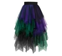Générique Jupe Tulle Femme,Jupe Midi éLéGante à Volants Et Ourlet Transparent LéGèRe Et Fluide IdéAle pour Les SoiréEs DéContractéEs Et Les Occasions SpéCiales (Dark Green S)