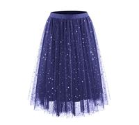 Générique Jupe Tulle Femme Longue en Élégante Chic Sexy Style Moderne pour Différentes Occasions Confortable Marine M