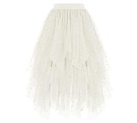 Générique Jupe Tulle Femme Paillette Robe Longue Tutu Irrégulier Superposée Jupes Plissée A-Line Elastique Taille Jupe Tutu Midi pour Carnaval Halloween Daily Prom Party Thé