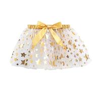 Générique Jupe Tulle Fille Tutu Étoiles Scintillant, Costume Danse Paillettes Fête, Tenue Spectacle Enfant Magique, Vêtement Brillant Mignon(White, 6-8 Years)