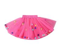 Générique Jupe Tutu Courte pour avec Pompons Volants Légers et Élastique Parfaite pour Filles de Danse et Tenue de Fête (5-6 Years)