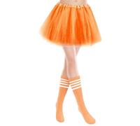 Générique Jupe Tutu Femme Courte,Ensemble De Jupe Tutu De Carnaval Adultes avec Chaussettes Hautes pour La Cuisse Costume De Festival De Spectacle De Danse (Orange One Size)