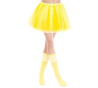 Générique Jupe Tutu Femme,Ensemble De Jupe Tutu De Carnaval Adultes avec Chaussettes Hautes pour La Cuisse Costume De Festival De Spectacle De Danse (Yellow One Size)