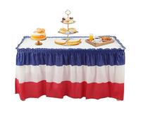Générique Jupes De Table Patriotique | Décorations du 4 Juillet pour Fête De L'Indépendance Jupe De Table Rouge Blanc Et Bleu Nappe pour Desserts Décorations D'événement, Fête, Festival, 73x426cm