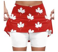 Générique Jupes de Tennis pour Femmes, Motif Feuille d'érable 2025, Jupes athlétiques plissées, Taille Haute, Coupe trapèze, Mini-Jupes, 1er Juillet (Watermelon Red, L)