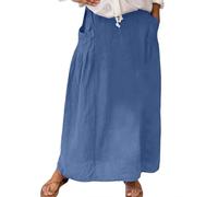 Générique Jupes Décontractées Femmes Poches Longues Grande Taille Haute Plissées Trapèze Fluides Élégantes Confortables Polyvalentes Stylées (b-Dark Blue, L)