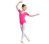 Générique Justaucorps Danse Fille Élégant pour Pratique Ballet Confortable Fermeture Snap Avant Manches Courtes Ouverture Âge 2-15 Ans Vêtement Danse Classique(10-11 Ans)