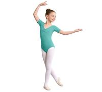 Générique Justaucorps Danse Fille Élégant pour Pratique Ballet Confortable Fermeture Snap Avant Manches Courtes Ouverture Âge 2-15 Ans Vêtement Danse Classique(Mint Green, 10-11 Ans)