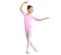 Générique Justaucorps Danse Fille Élégant pour Pratique Ballet Confortable Fermeture Snap Avant Manches Courtes Ouverture Âge 2-15 Ans Vêtement Danse Classique(8-9 Ans)