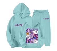 Générique K-p-o-p Demon Hunters Huntri/X Survêtement Fille Huntrix Tenue Mira Zoey Rumi Ensemble 2 Pièces Vintage Y2K Hoodie Pantalon et Haut Sweats à Capuche Jogging Vêtements Imprimés Sportswear