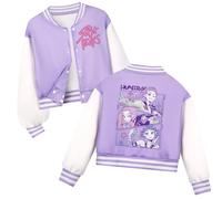 Générique K Pop D-Demon H-Hunters Veste Kpops H-Huntrix Enfants et Adolescents Veste K-Pop Demon Hunter Huntrix Y2K Streetwear avec Hunters Motif Anime Blouson Aviateur pour Garçon & Fille 3-14 Ans